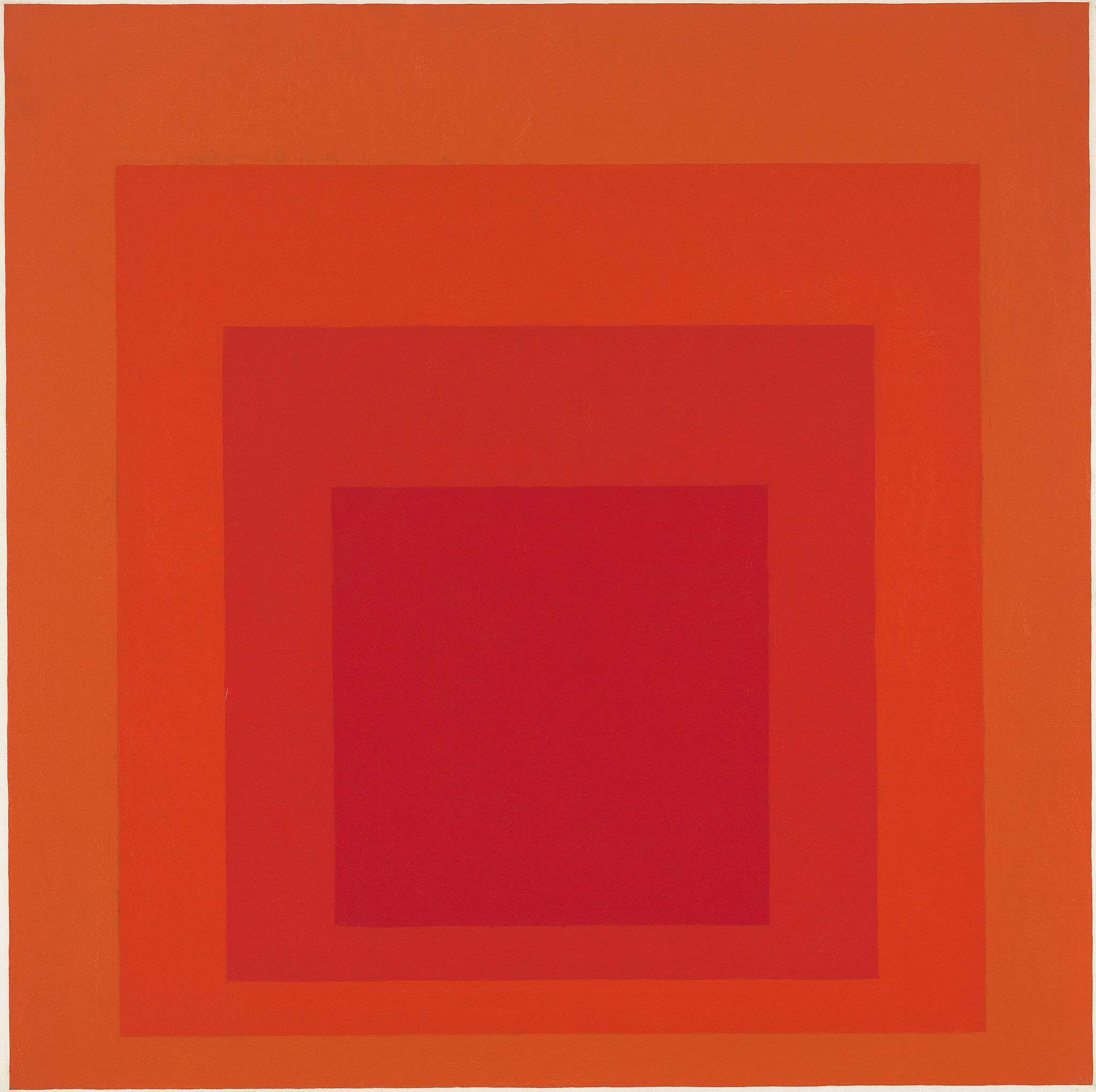 Concentric squares in shades of orange and red.