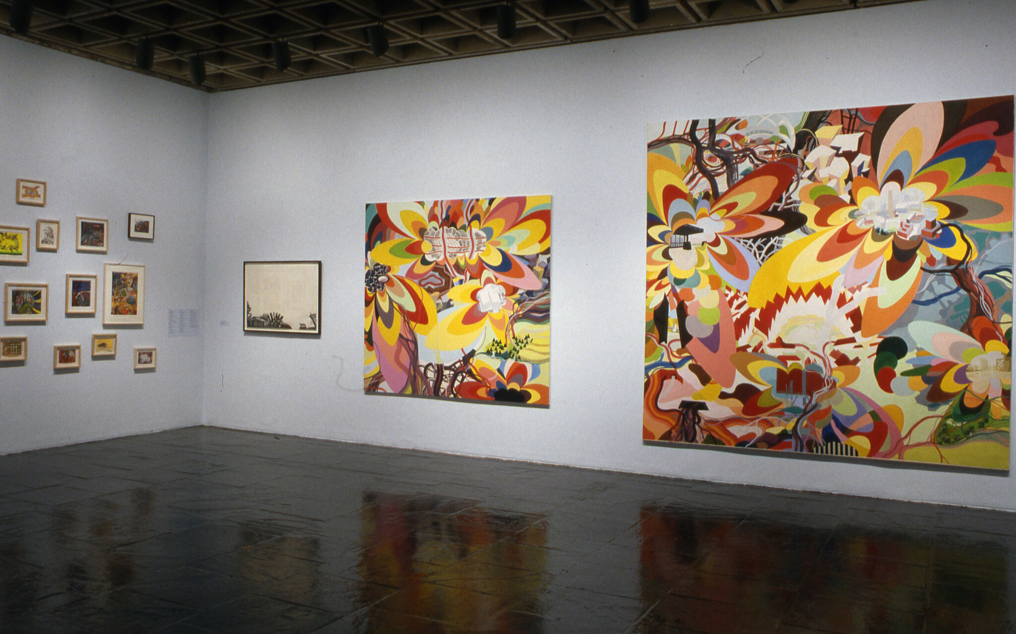 Works of art displayed in a gallery.
